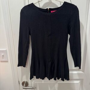 Catherine Malandrino Black Ribbed Blouse